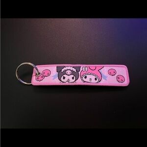 Cute Sanrio Kuromi Characters Lanyard Keychain Accessory, Embroidered